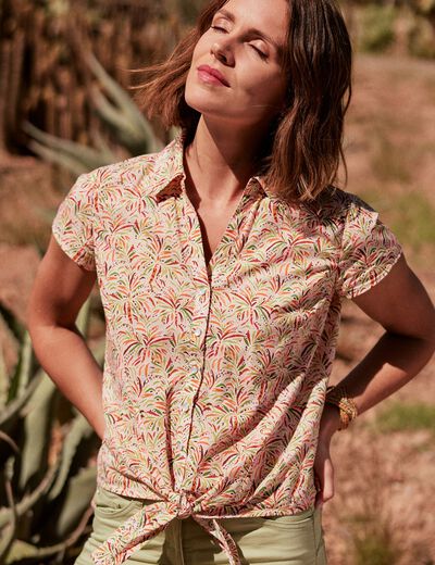 Chemise manches courtes multicolore femme