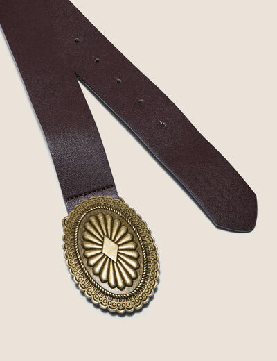 Ceinture large marron foncé femme