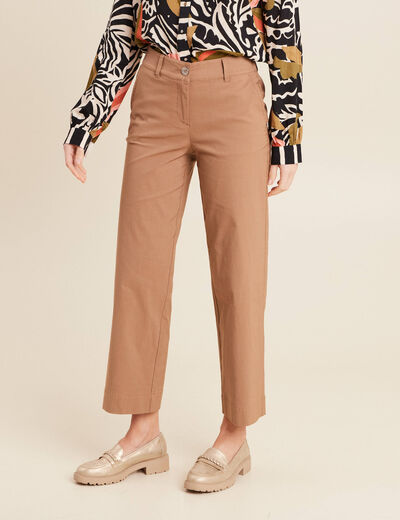 Pantalon large 7/8ème marron femme
