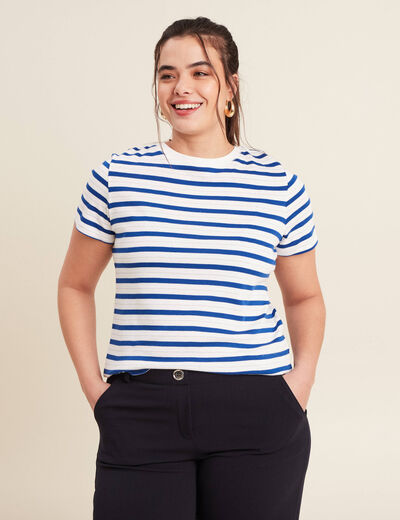 T-shirt manches courtes bleu femme