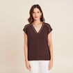 T-shirt manches courtes marron femme