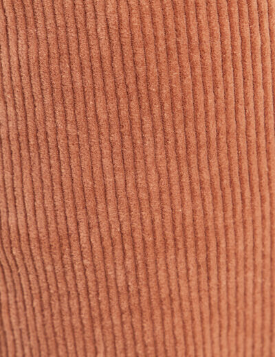 Pantalon large velours c&ocirc;tel&eacute; marron femme