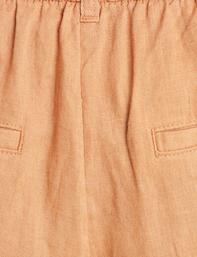 Pantalon fluide taille haute beige femme