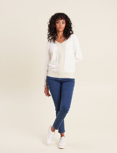 Pull manches longues ecru femme