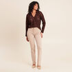 Polo manches 3/4 aspect dentelle marron fonc&eacute; femme