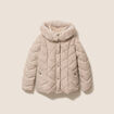 Doudoune ajust&eacute;e &agrave; capuche doubl&eacute;e beige femme
