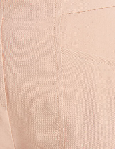 Pantalon large fluide beige femme