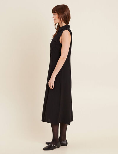 Robe longue évasée noir femme
