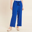 Pantalon flou droit 7/8&egrave;me bleu electrique femme