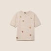 Pull manches courtes d&eacute;tails bijout&eacute;s beige femme