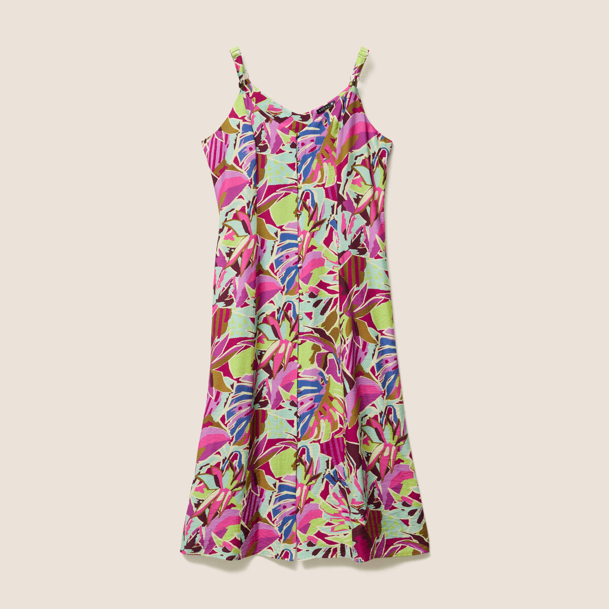 robe évasée crêpe col v sans manches mauve femme