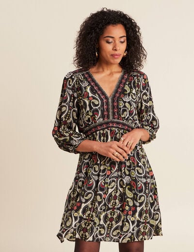 Robe évasée fluide noir femme