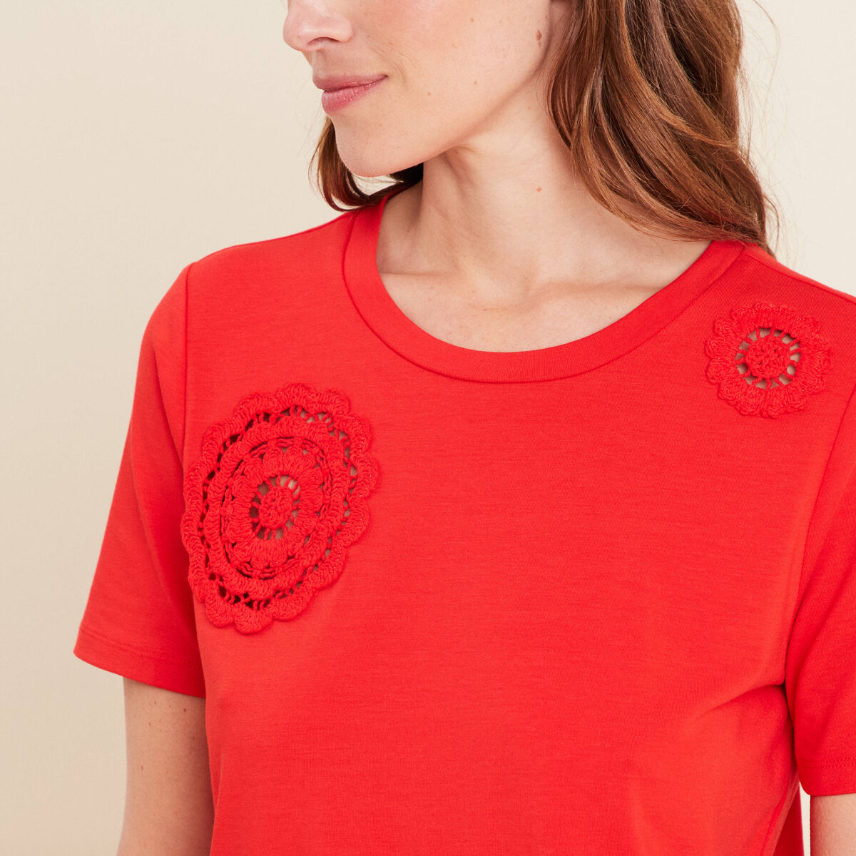 T-shirt manches courtes rouge femme