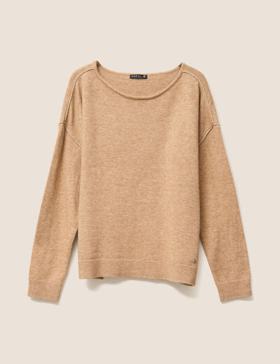 Pull manches longues beige femme