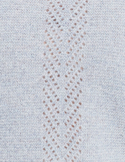 Pull droit col rond manches longues bleu canard femme
