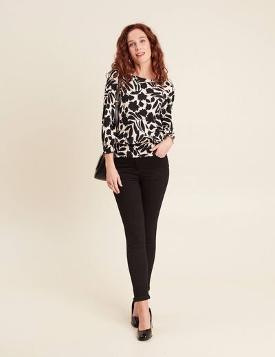 Blouse manches 3/4 noir femme