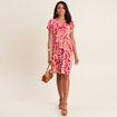 Robe évasée manches courtes orange femme