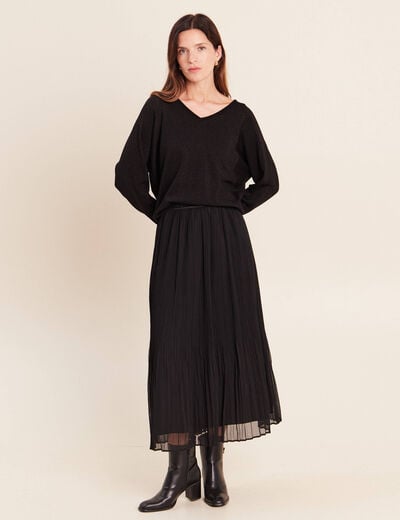 Jupe pliss&eacute;e doubl&eacute;e noir femme