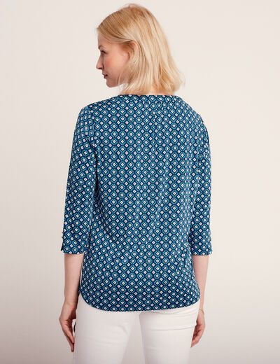 T-shirt manches 3/4 bleu foncé femme