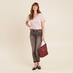 T-shirt manches courtes col en V parme femme