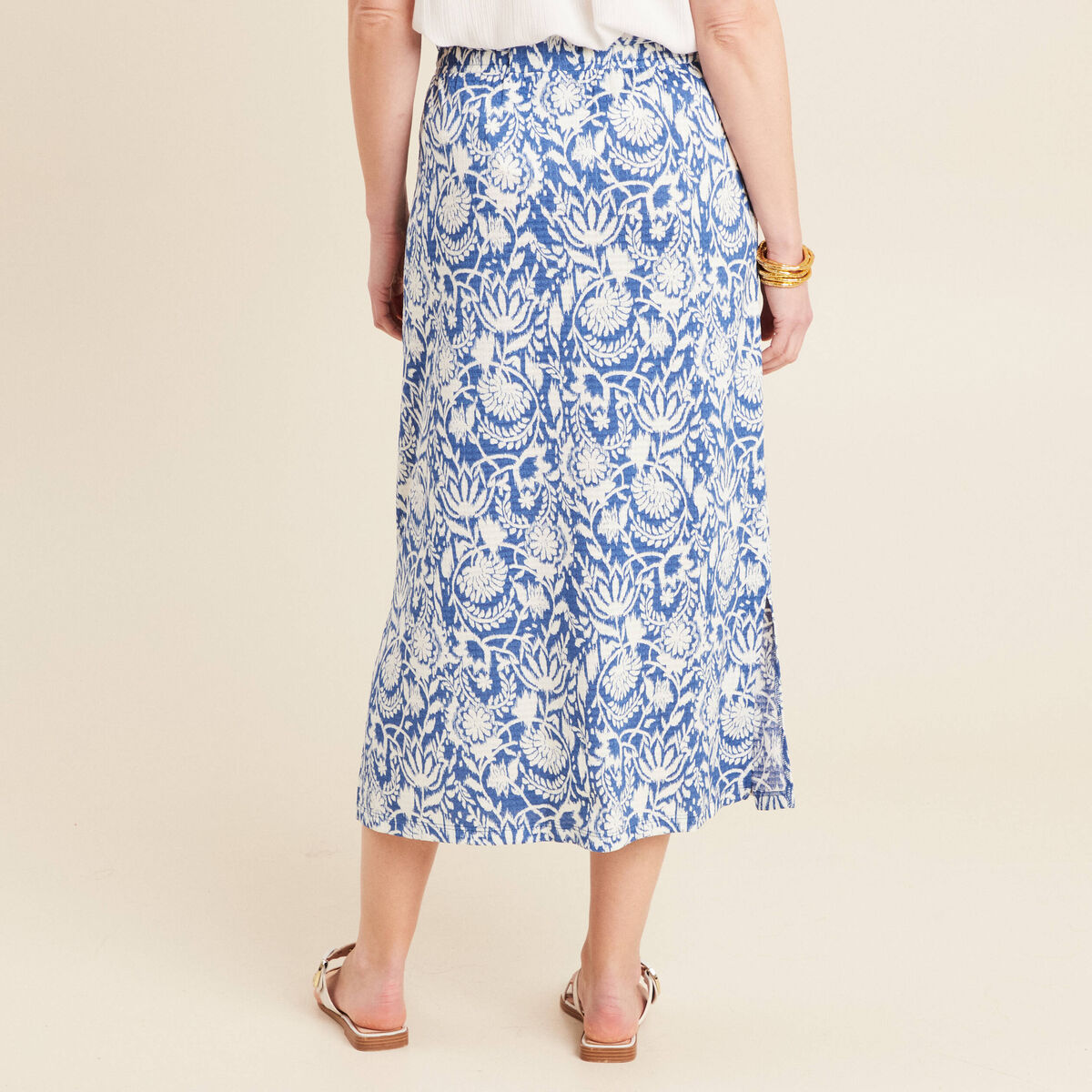 Jupe midi droite bleu femme