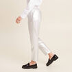 Pantalon jogging métallisé gris argent femme