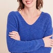 Pull manches longues bleu electrique femme
