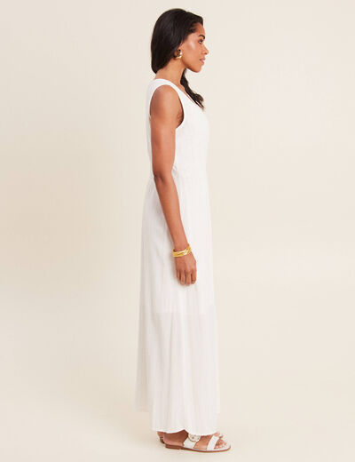 Robe longue évasée ecru femme