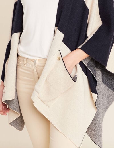 Poncho avec poches bleu foncé femme