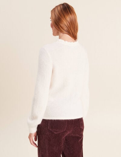 Pull col tunisien ecru femme