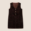 Robe droite courte sans manches velours marron cognac femme
