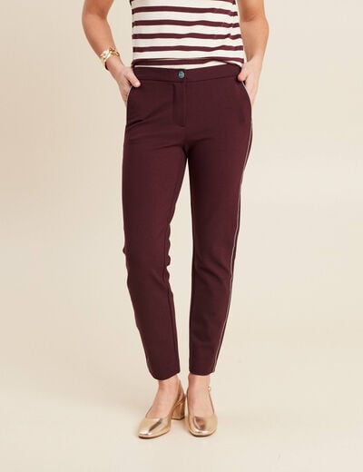 Pantalon chino ajusté 7/8ème bordeaux femme