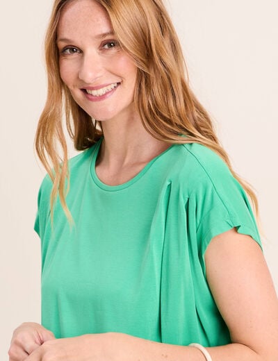 T-shirt droit col rond manches courtes vert menthe femme
