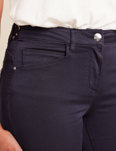 pantalon taille basculée bleu foncé femme