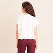 T-shirt col rond manches courtes doubl&eacute;e ecru femme