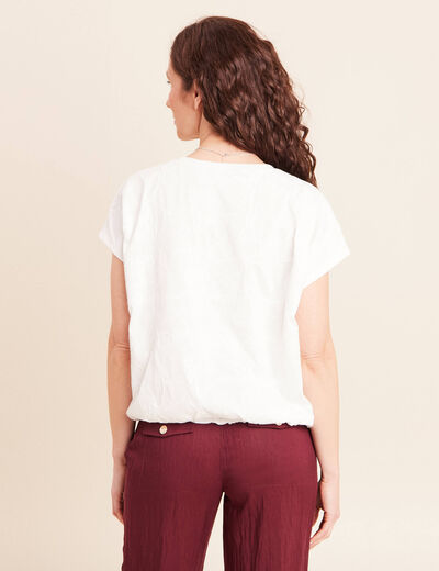 T-shirt col rond manches courtes doubl&eacute;e ecru femme