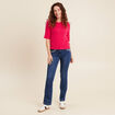 jean bootcut taille basculée brodé denim stone femme