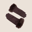 Gants en fausse fourrure marron fonc&eacute; femme