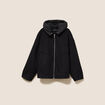 Manteau ample court &agrave; capuche noir femme