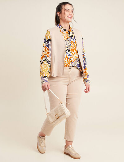 Jean droit 7/8ème denim beige femme
