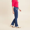 jean bootcut taille basculée brodé denim stone femme