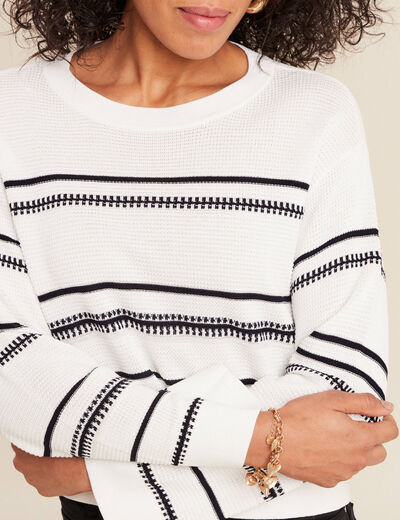 Pull manches longues blanc femme