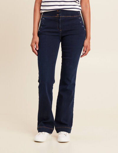 Jean bootcut taille haute denim brut femme
