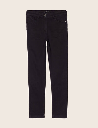 Jean ajusté taille standard 7/8ème noir femme