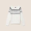 Pull col rond ecru femme