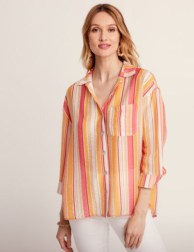 Chemise manches 3/4 multicolore femme
