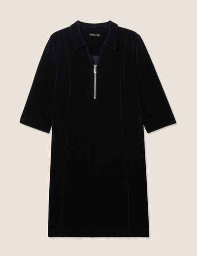 Robe droite velours noir femme