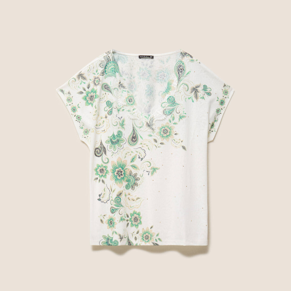 T-shirt col rond ecru femme