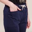 Pantalon coupe droite à coulisse bleu marine femme