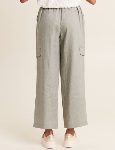 Pantalon large 7/8ème vert clair femme